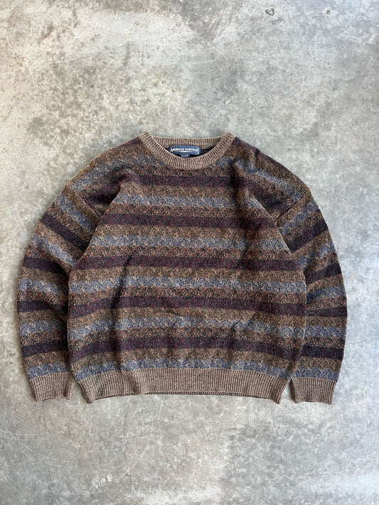 Vintage Striped American Portrait Knit Sweater - XL