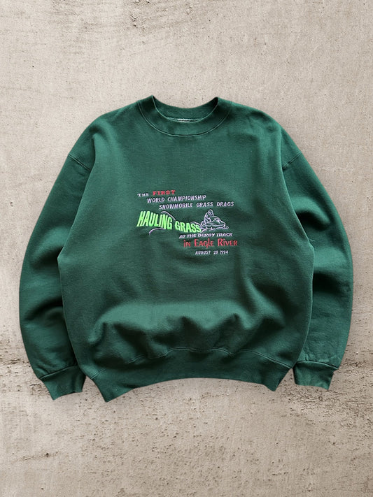 90s Snowmobiling Grass Drags Crewneck - XL