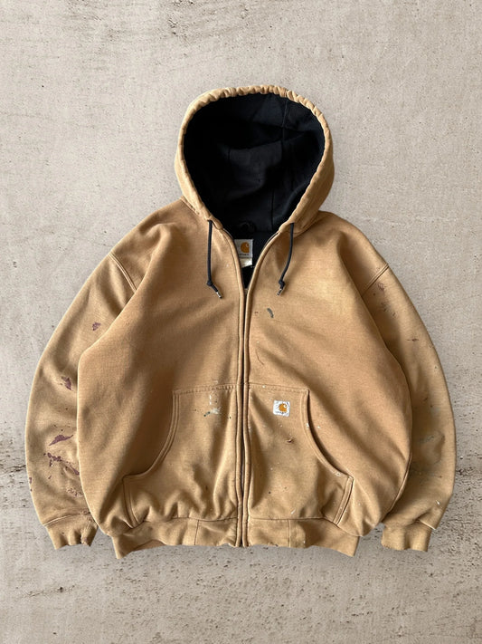 00S CARHARTT DISTRESSED ZIP UP HOODIE - XL