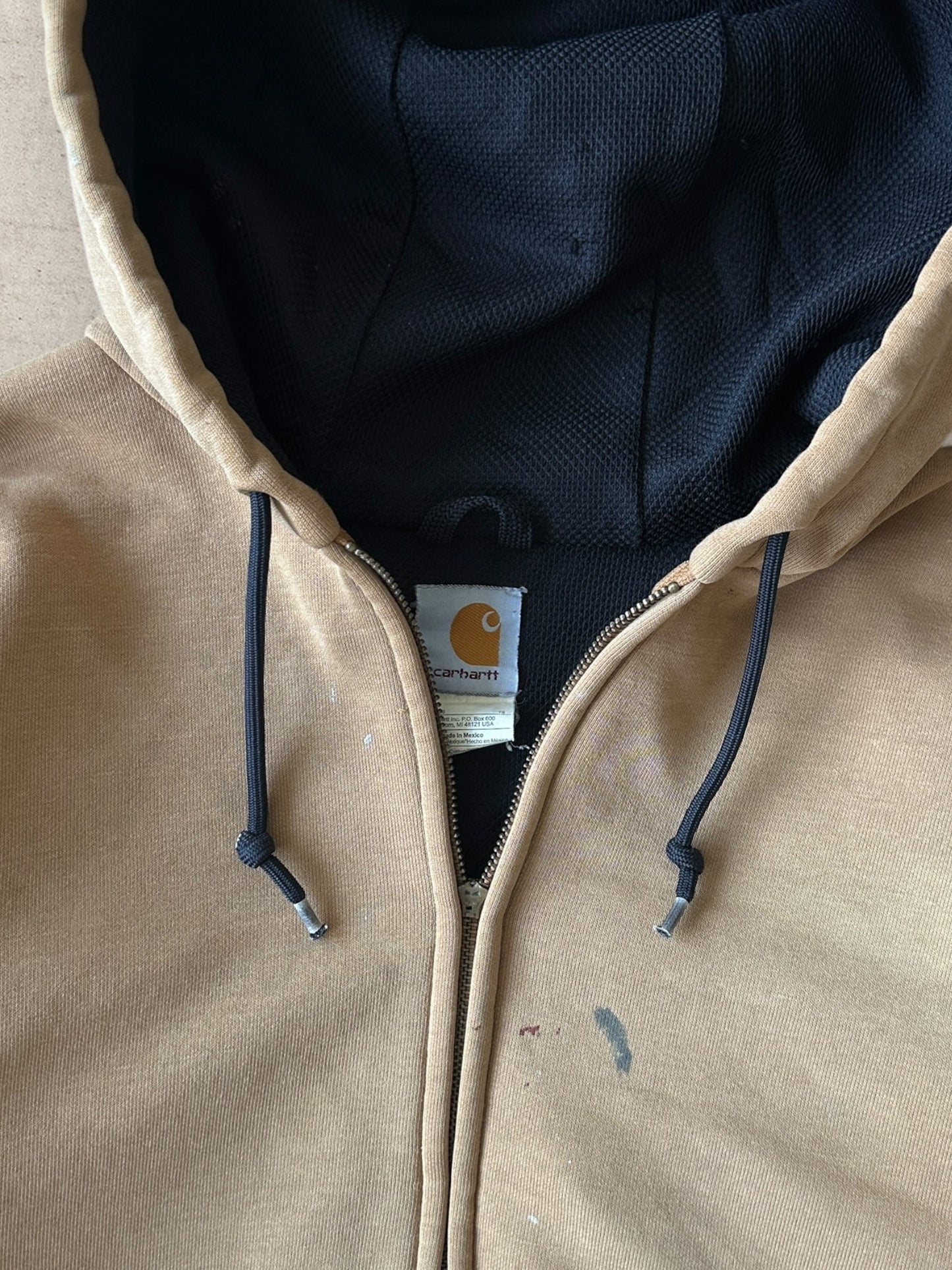 00S CARHARTT DISTRESSED ZIP UP HOODIE - XL