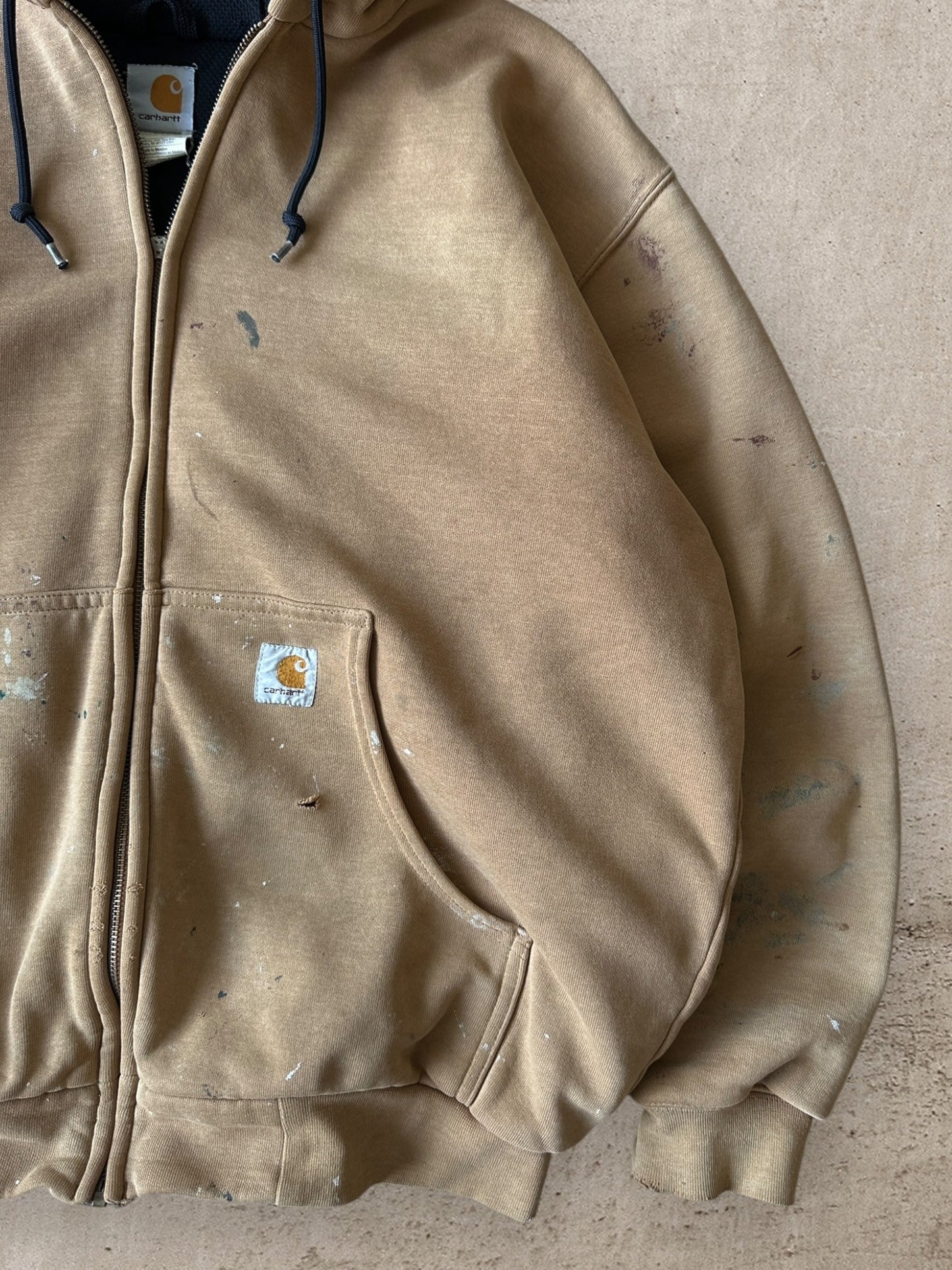 00S CARHARTT DISTRESSED ZIP UP HOODIE - XL