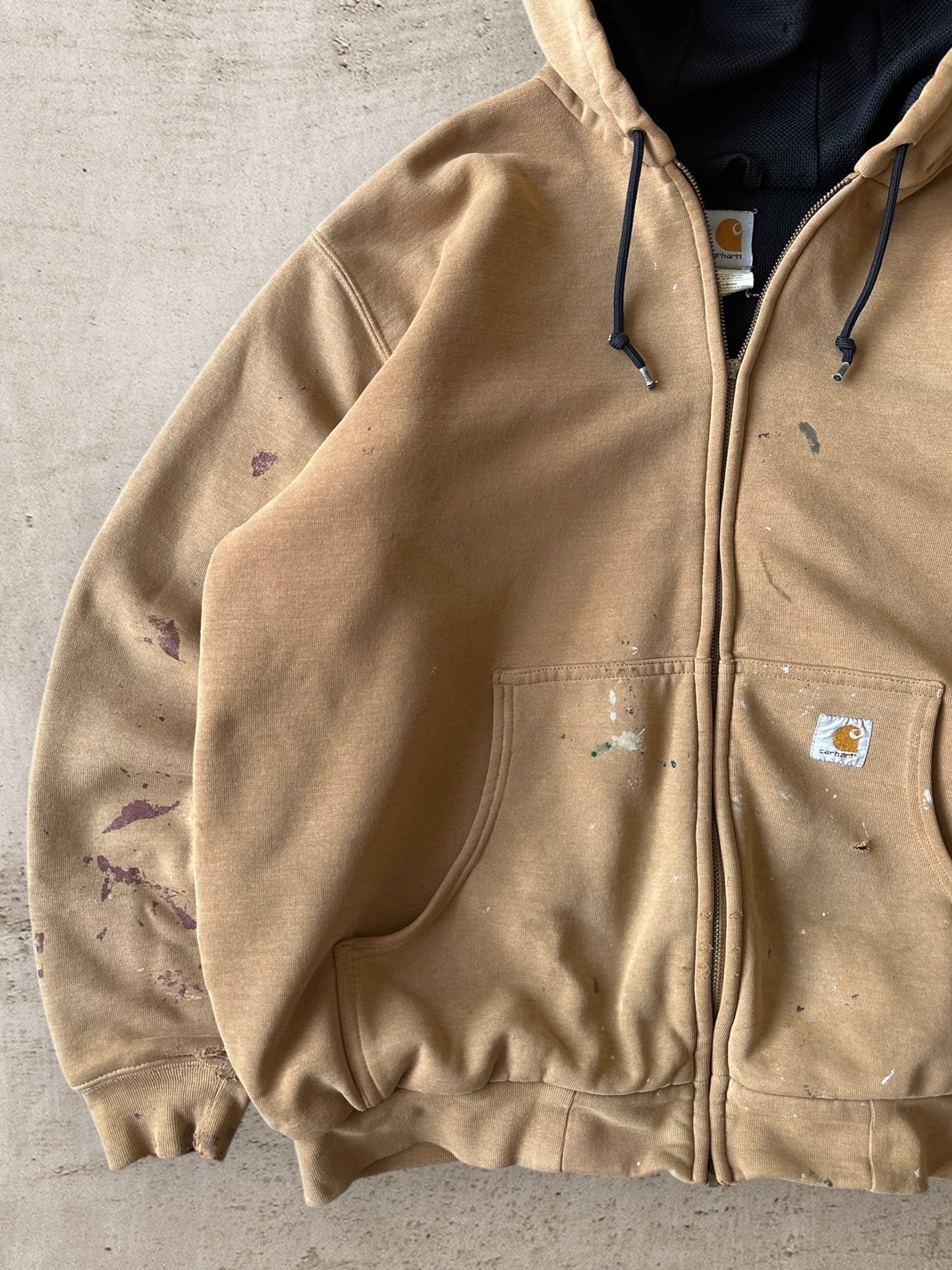 00S CARHARTT DISTRESSED ZIP UP HOODIE - XL