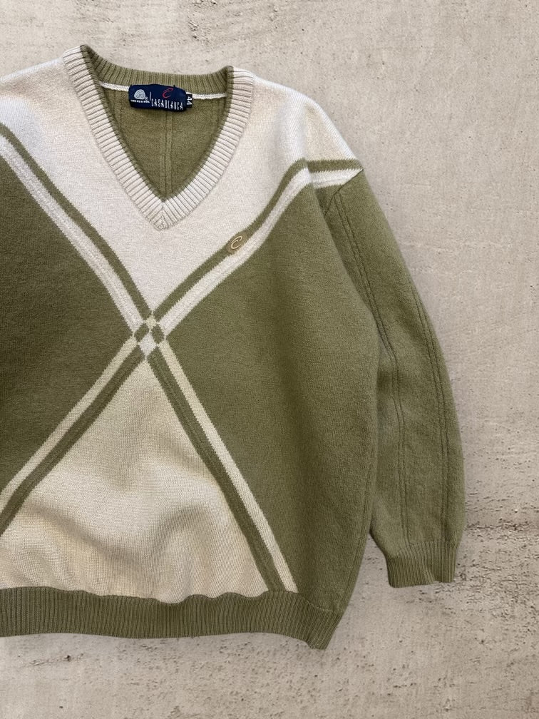 90S CASABLANCA GEOMETRIC WOOL SWEATER - SMALL