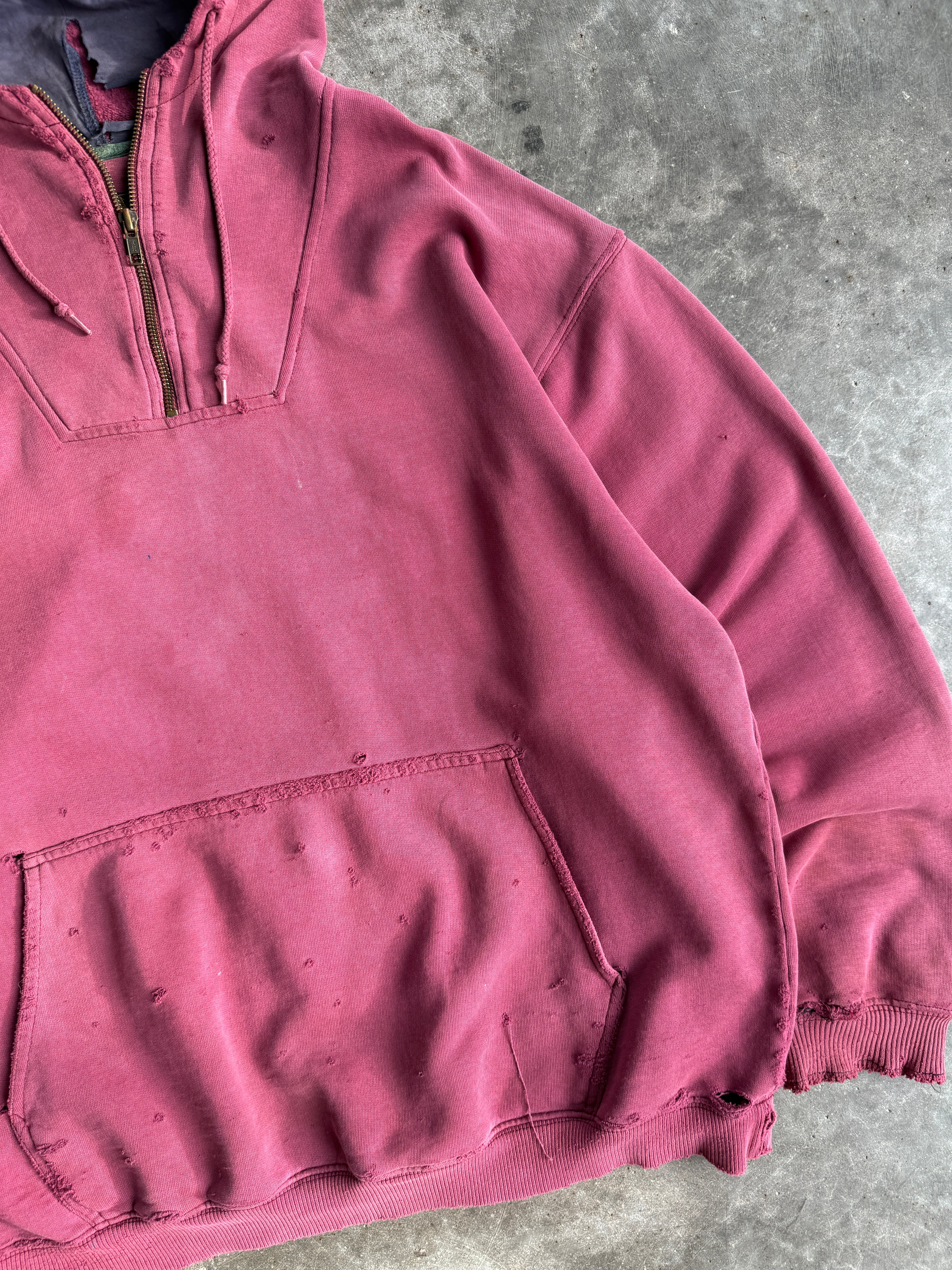 Vintage Distressed Eddie Bauer Quarter Zip Hoodie - M