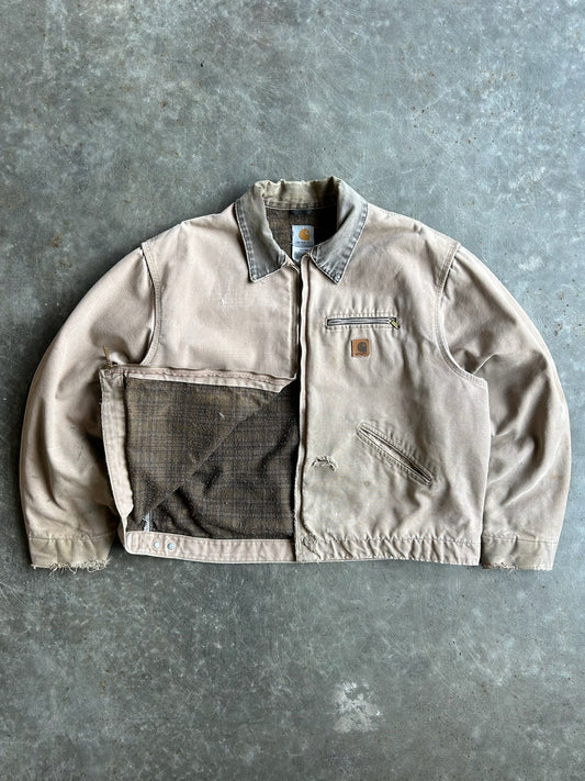 Vintage Beige Flannel Lined Carhartt Detroit Jacket - XXL