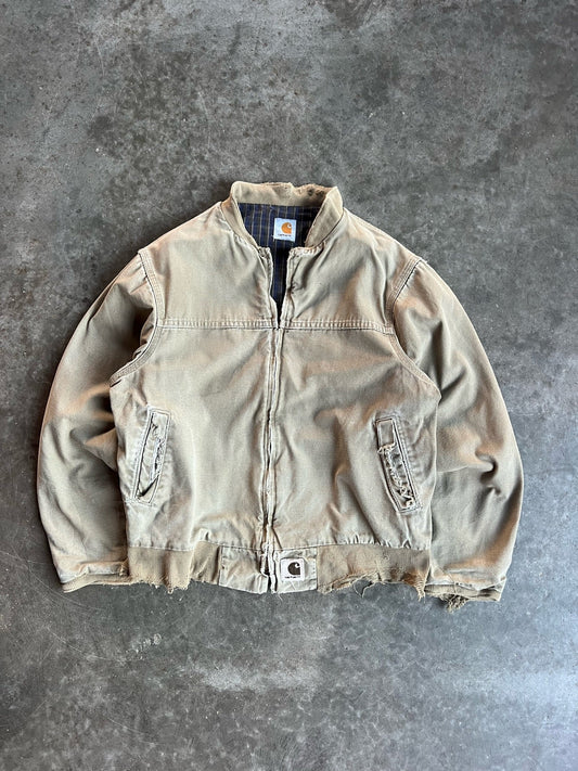 Vintage Khaki Flannel Lined Carhartt Jacket - M