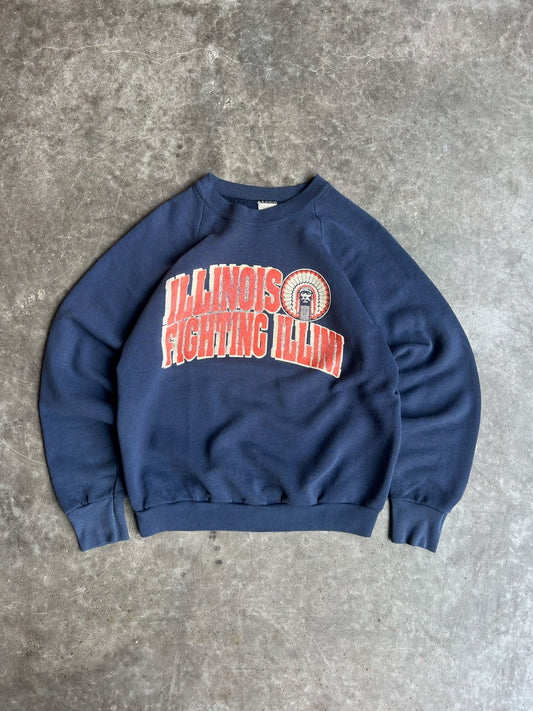 Vintage Illinois Fighting Illini Crew - M