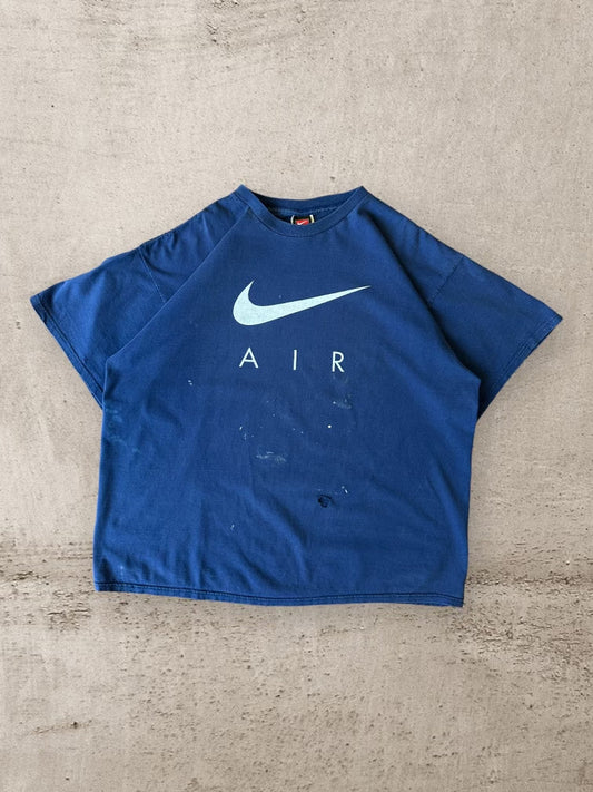 00S NIKE AIR NAVY BLUE DISTRESSED T-SHIRT - XXL