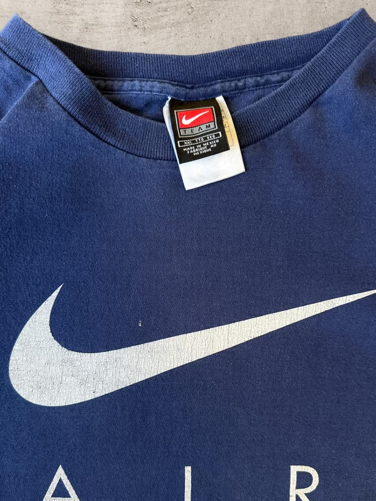 00S NIKE AIR NAVY BLUE DISTRESSED T-SHIRT - XXL