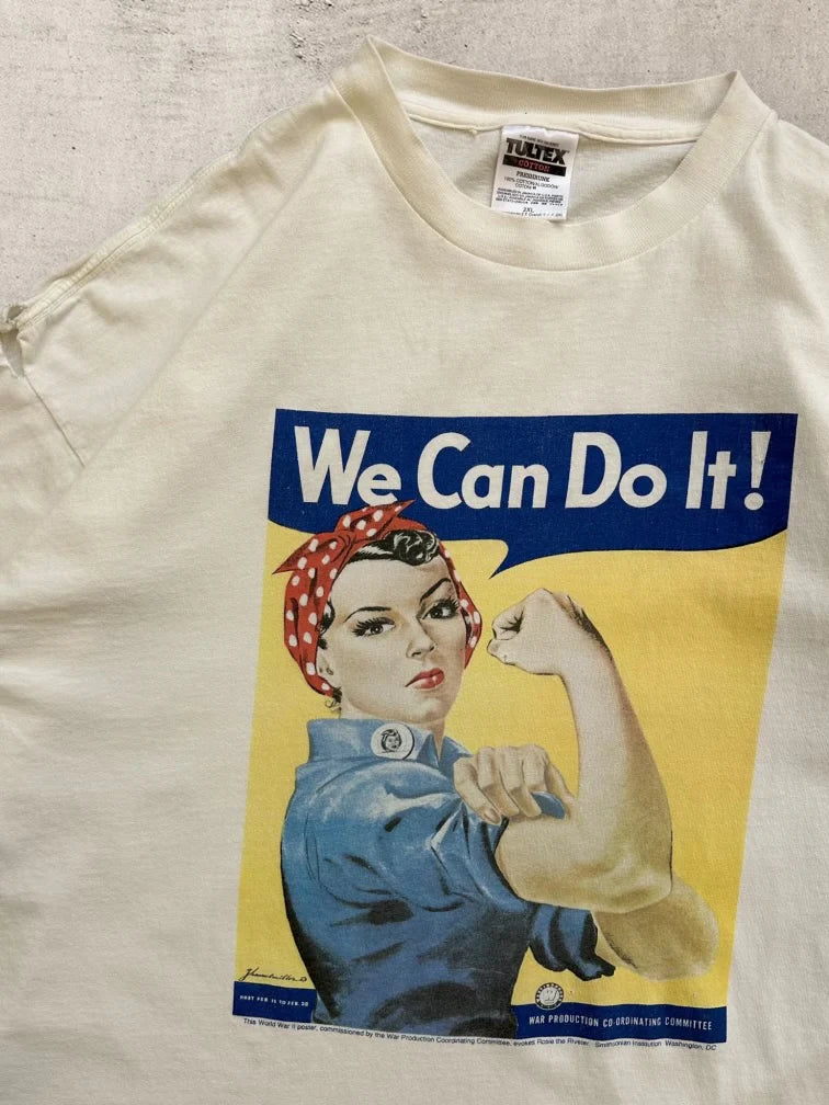 90S ROSIE THE RIVETER DISTRESSED GRAPHIC T-SHIRT - XXL