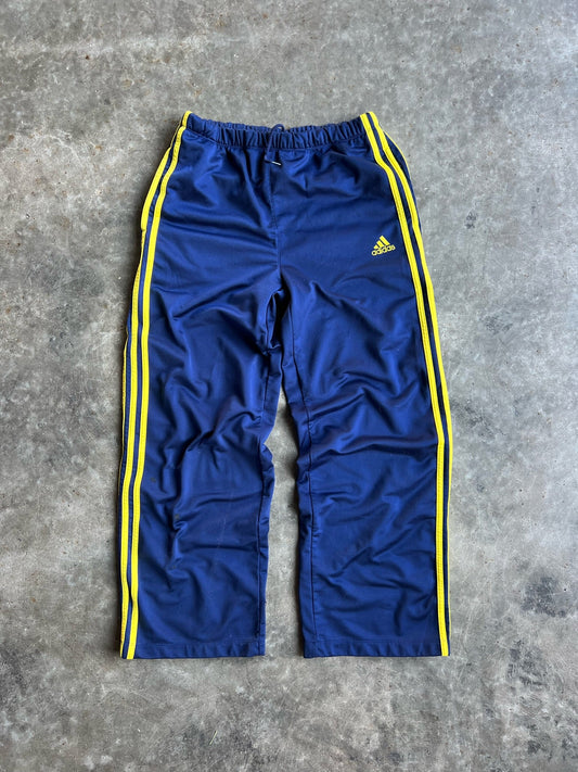 Vintage Navy and Yellow Adidas Track Pants - S