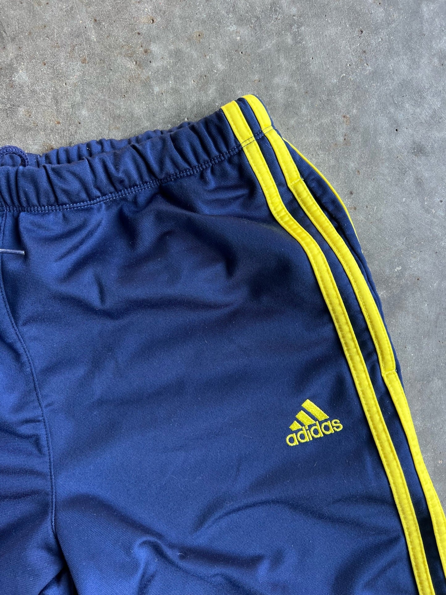 Vintage Navy and Yellow Adidas Track Pants - S